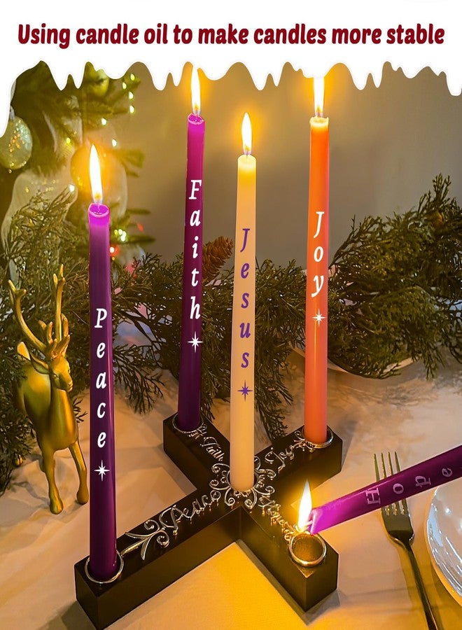 RGQSUN 5PCS Christmas Advent Candles and Nativity Candle Holder,Colored Taper Candles Set with Wood Cross & Celtic Knot Candlestick,Religious Christmas Gift for Home Church Fireplace Centerpiece Decor - Image 5
